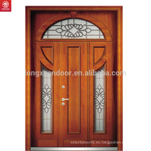 Puerta de nogal rojo puerta de madera laminada doble puerta principal talla diseños